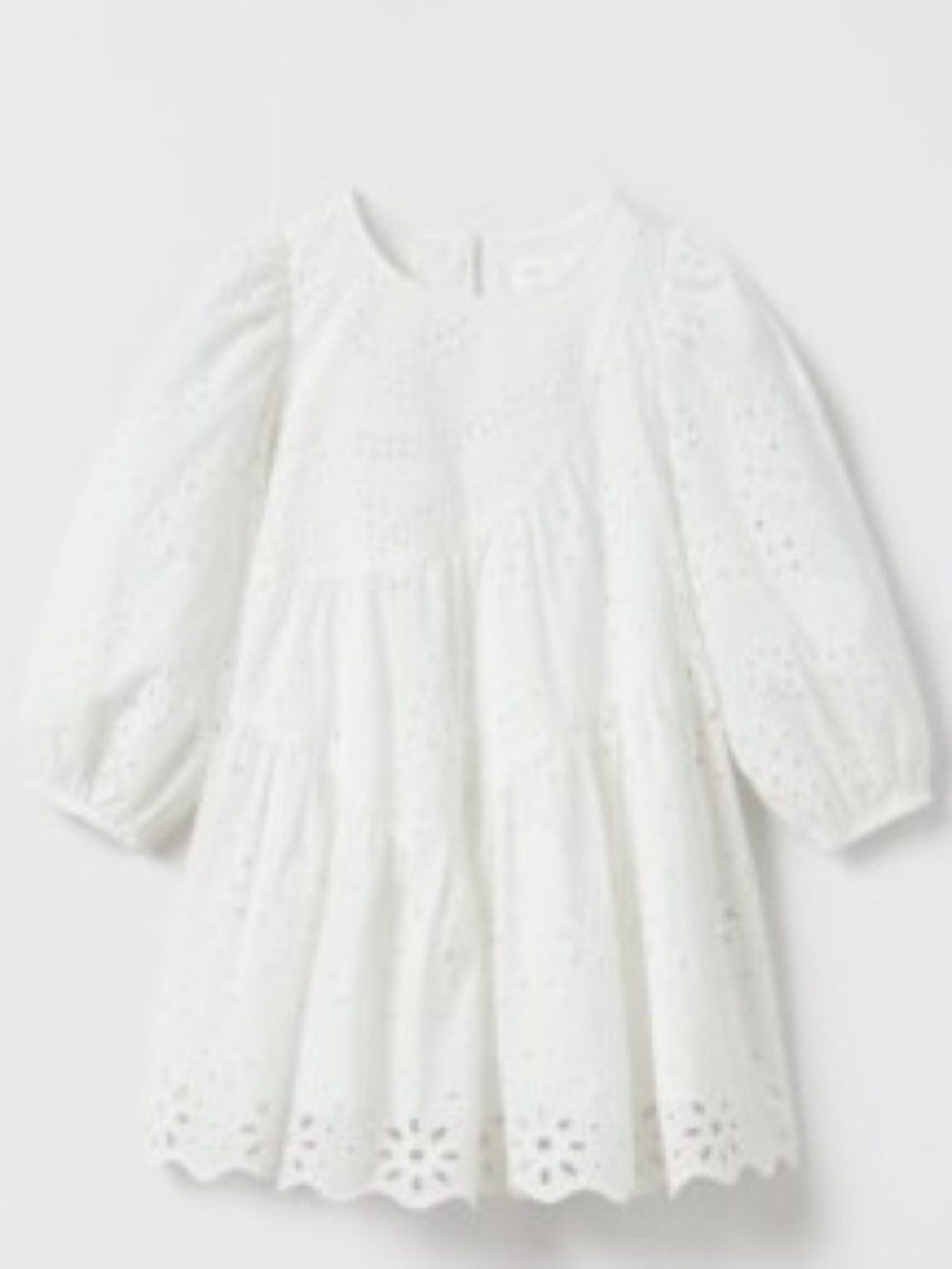 Zara White Eyelet Puff-Sleeve Dress sz 13/14